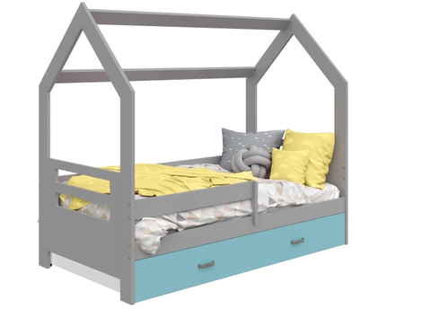 Postele Dětská postel SPECIOSA D3B 80x160 v barvě šedé se zásuvkou: modrá