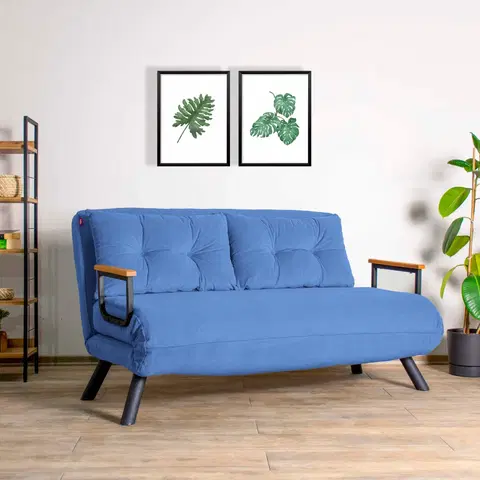 Pohovky a gauče Pohovka dvoumístná rozkládací SANDO  modrá