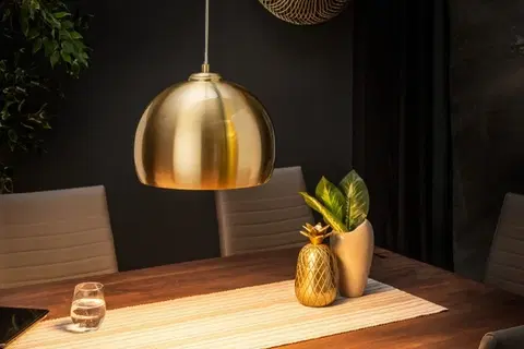 Luxusní designové závěsné lampy Estila Designová závěsná lampa Amaris zlatá 30cm