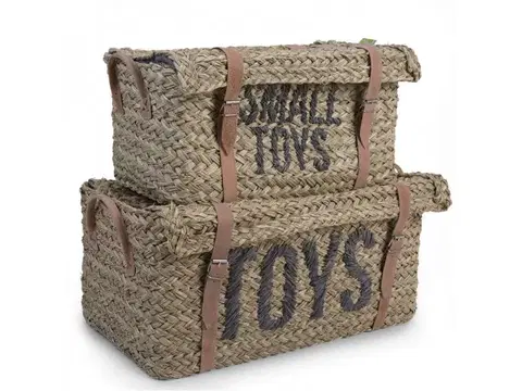Boxy na hračky CHILDHOME - Slaměné koše na hračky 2 ks