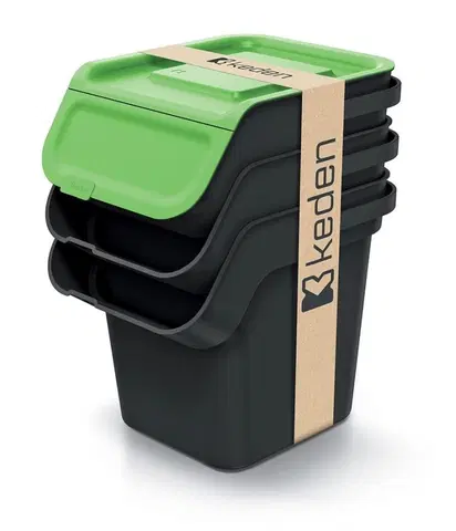 Odpadkové koše Prosperplast Sada 3 odpadkových košů KADDI s filtrem 3 x 20 L černá