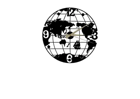 Hodiny Wallity Dekorativní nástěnné hodiny Globe 50 cm černé