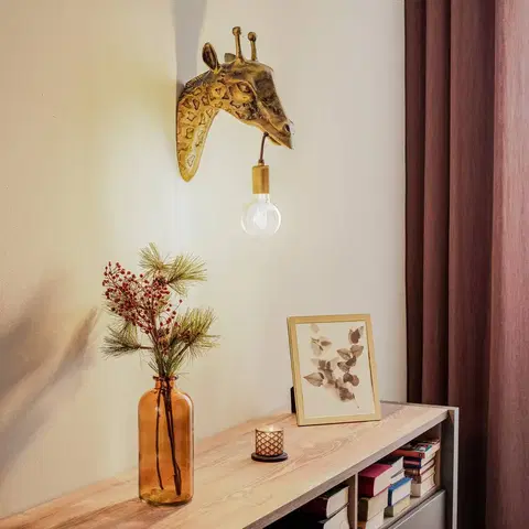 Nástěnná svítidla Lindby Lindby Nirvathia nástěnné světlo žirafa kov