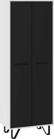 Šatní skříně Skříň PRUDHOE 2D, bílá/černý lesk, 5 let záruka