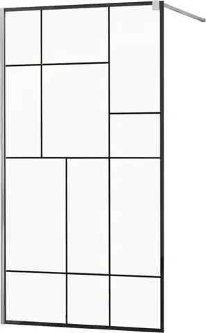 Sprchové zástěny MEXEN/S KIOTO Sprchová zástěna WALK-IN 120x200 cm 8 mm, chrom, černý vzor 2 800-120-101-01-78