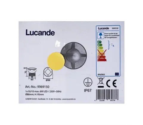 Zahradní lampy Lucande Lucande - Venkovní zápustné svítidlo EDWINA 1xGU10/6W/230V IP67 