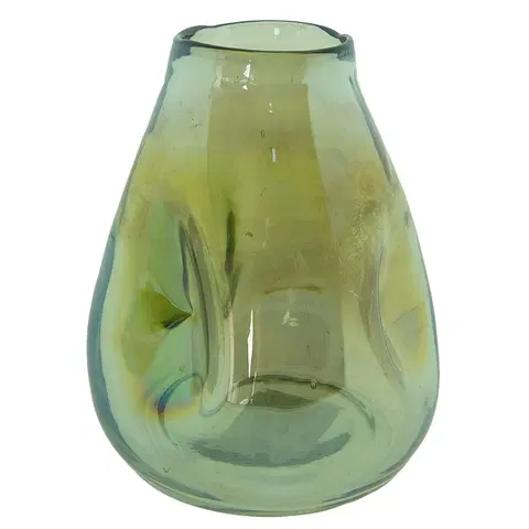Dekorativní vázy Zelená ručně foukaná skleněná váza - Ø 13*16 cm Clayre & Eef 6GL4092GR