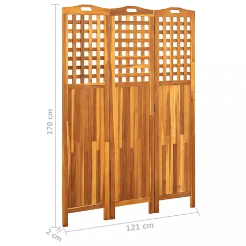 Paravány Paravan akáciové dřevo Dekorhome 121x170 cm (3-dílný)