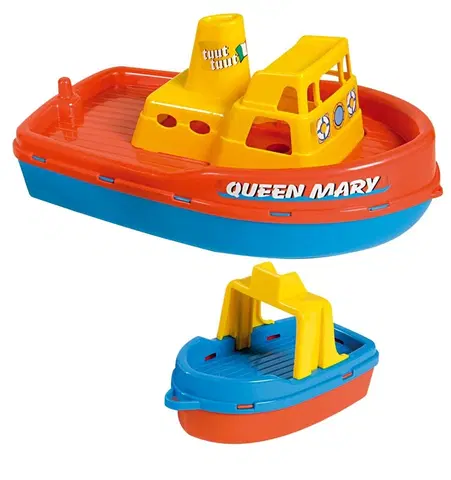 Hračky na zahradu ANDRONI - Loď se sirénou a malým člunem - délka 39 cm, červená paluba