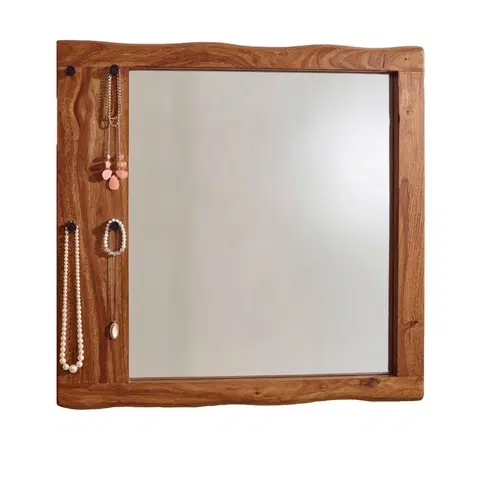 Příslušenství a doplňky do ložnice Zrcadlo V Masivním Dřevěnem Rámě Š: 80 Cm