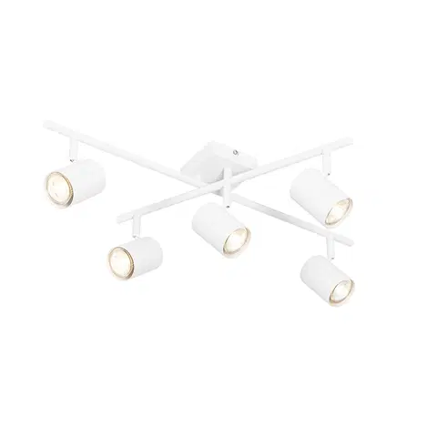 Bodova svetla Moderní stropní svítidlo bílé 5-ti světelné nastavitelné čtvercové - Jeana