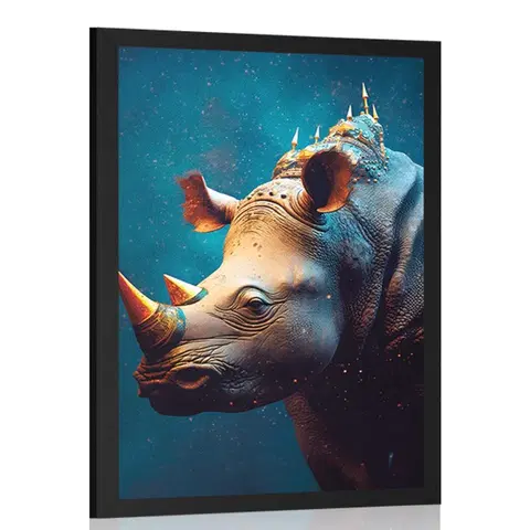 Vládci živočišné říše Plakát modro-zlatý nosorožec
