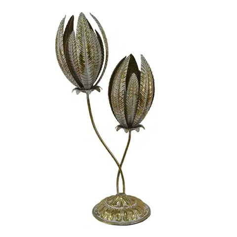 Lampy Zlatá dekorativní kovová stolní lampa s květy Vionia - 42*27*88 cm E27/max 2*40W Clayre & Eef 5LMP643