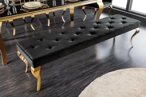 Lavice do jídelny LuxD Designová lavice Rococo 172 cm černá / zlatá