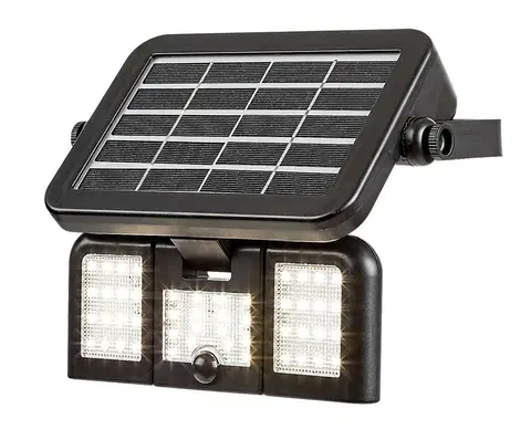 LED venkovní nástěnná svítidla Rabalux venkovní solární svítidlo Lihull LED 9,6W černá IP44 77020