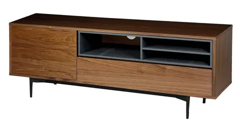 Luxusní a designové televizní stolky Estila Moderní hnědý TV stolek Vidar ve skandinávském stylu s černými kovovými nožičkami 152cm