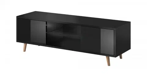 TV stolky Vivaldi TV stolek Sweden 140 cm černý mat/černý lesk