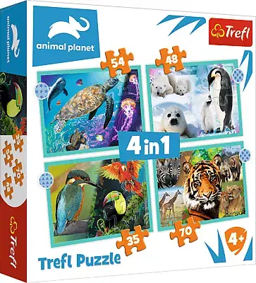 Hračky puzzle TREFL - Puzzle 4v1 - Planeta zvířat