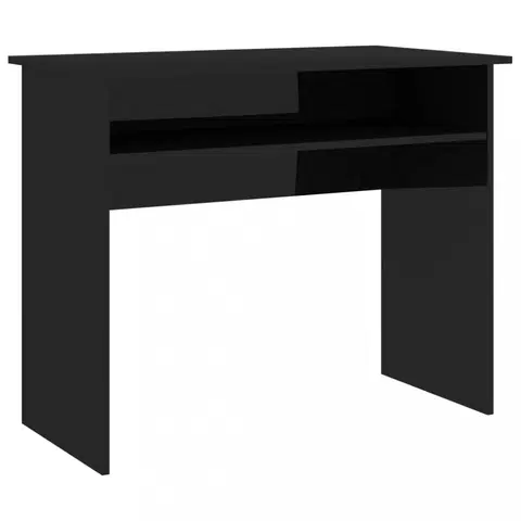 Pracovní stoly Psací stůl s policí 90x50 cm Dekorhome Černá lesk