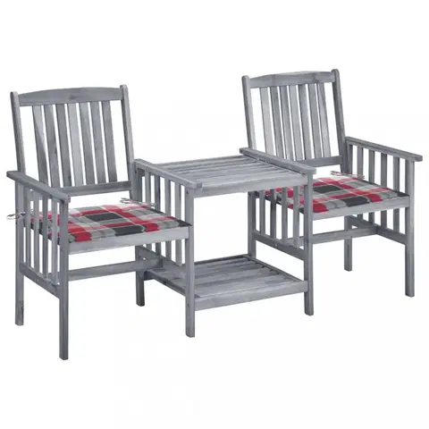 Zahradní židle Zahradní židle se stolkem akácie / látka Dekorhome Bílá / červená