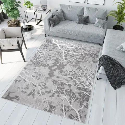 Moderní koberce Jednoduchý moderní koberec v šedé barvě s bílým motivem