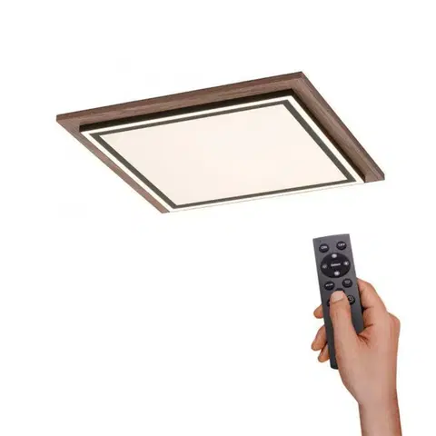 LED stropní svítidla PAUL NEUHAUS LED stropní svítidlo, imitace dřeva, stmívatelné, dálkový ovladač, CCT 2700-5000K