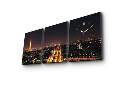 Hodiny Hanah Home Obrazové nástěnné hodiny Paříž 96x40 cm vícebarevné