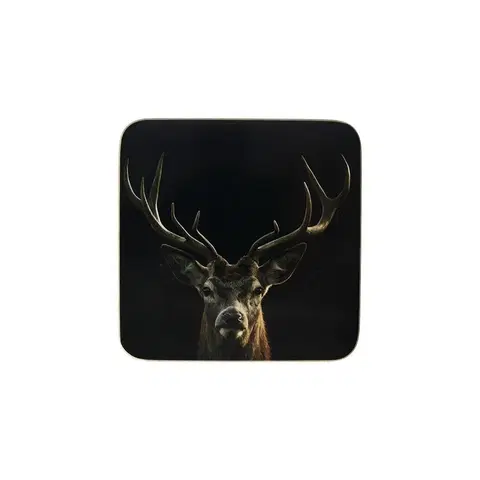 Prkénka a krájecí desky 6ks pevné korkové podtácky s jelenem Black Deer - 10*10*0,4cm Mars & More SCOZZH
