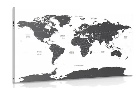 Obrazy mapy Obraz mapa světa s jednotlivými státy v šedé barvě