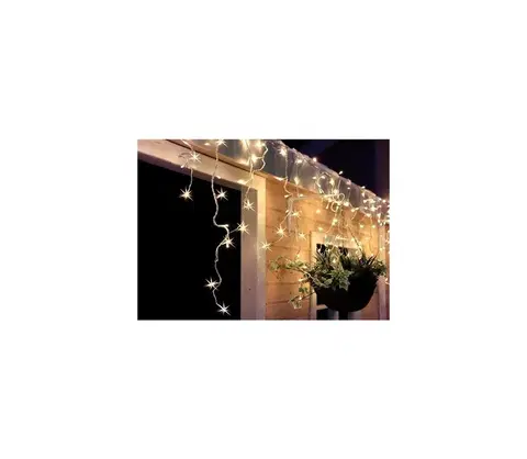 Vánoční osvětlení  LED vánoční závěs, rampouchy, 120 LED, 3m x 0,7m, přívod 6m, venkovní, teplé bílé světlo  1V40-WW-1