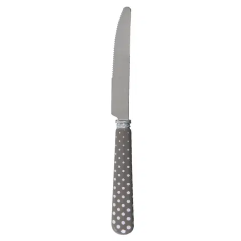 Příbory Jídelní nůž šedý s puntíky Clayre & Eef 63009A