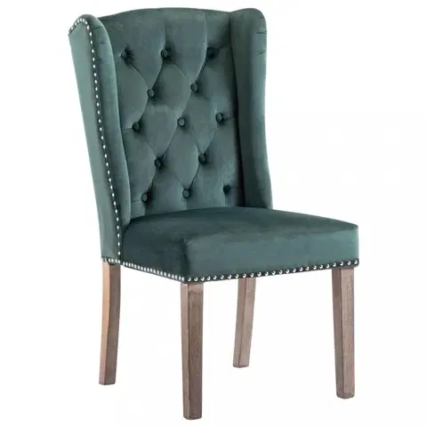 Židle Jídelní židle samet / kaučukovník Dekorhome Tmavě zelená