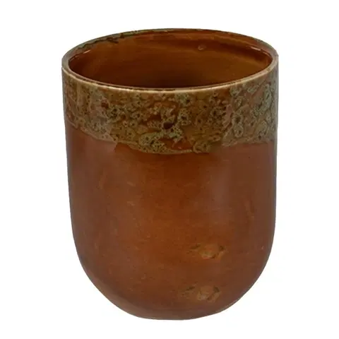 Hrnky a šálky Hnědozelený keramický kalíšek na čaj - ∅ 7*8 cm / 0,15L Clayre & Eef 6CEMU0140