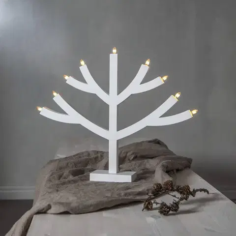 Vánoční vnitřní dekorace STAR TRADING Svíčkový lustr Grene, devět zdrojů, bílá