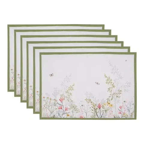 Prostírání 6ks bavlněné prostírání s lučními květy Wildflower Fields - 48*33 cm Clayre & Eef WFF40