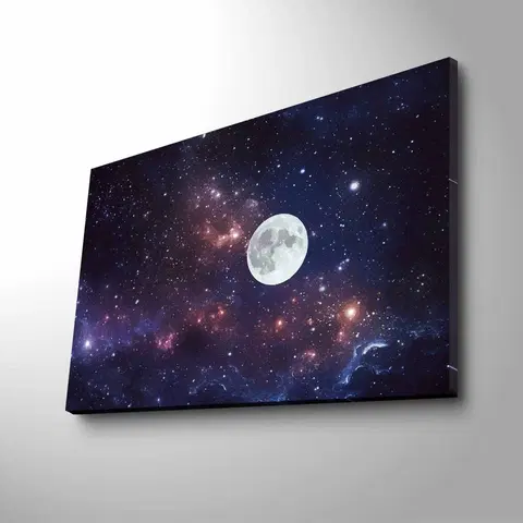 Obrazy Wallity Obraz s LED osvětlením BAREVNÉ NEBE S MĚSÍCEM 45 x 70 cm