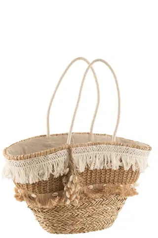 Nákupní tašky a košíky Přírodní jutová plážová taška s mušličkami - 48*30*45 cm J-Line by Jolipa 4163