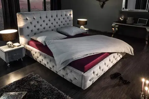 Designové postele LuxD 29275 Designová postel Laney, 180x200 cm, stříbrno-šedý samet - Skladem