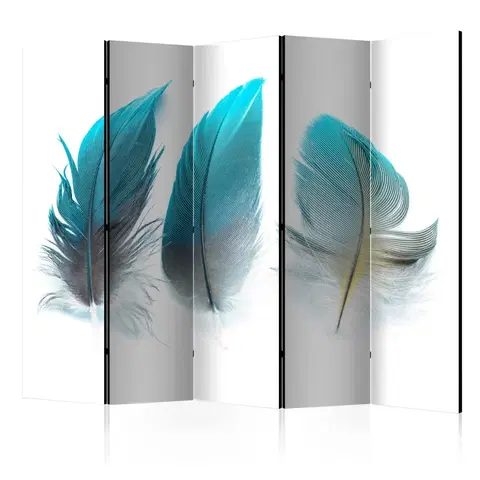 Paravány Paraván Blue Feathers Dekorhome 225x172 cm (5-dílný)
