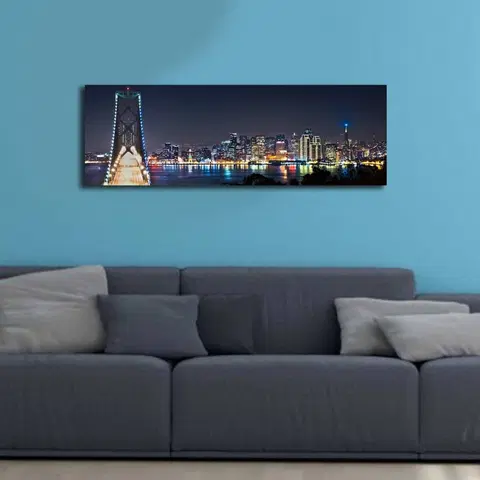 Obrazy Wallity Obraz s LED osvětlením NOČNÍ MĚSTO 37 30 x 90 cm