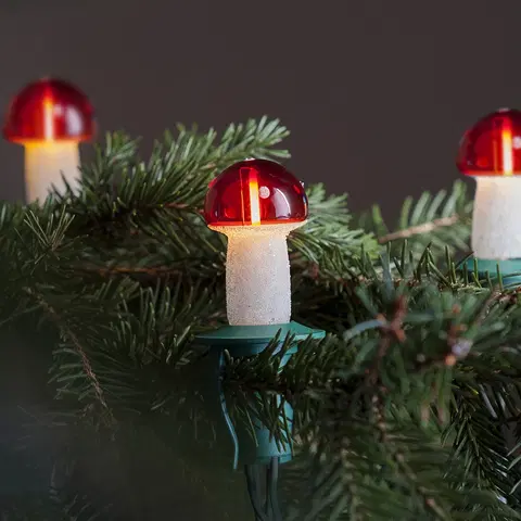 Vánoční dekorace Světelný řetěz Muchomůrka červená, 12 žárovek Filament, základní