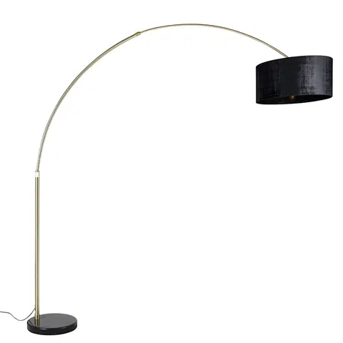 Obloukove lampy Oblouková lampa mosaz s černou látkou odstín černá 50 cm - XXL