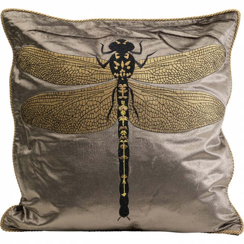 Dekorativní polštáře KARE Design Dekorativní polštář Glitter Dragonfly - hnědý, 40x40cm