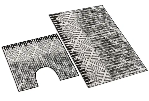 Koberce a koberečky Bellatex Sada koupelnových předložek Kosočtverce 3D, 60 x 100 cm, 60 x 50 cm