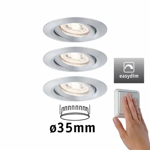 Bodovky do podhledu na 230V PAULMANN LED vestavné svítidlo Nova mini Plus EasyDim výklopné 3x4,2W 2700K hliník 230V 929.75