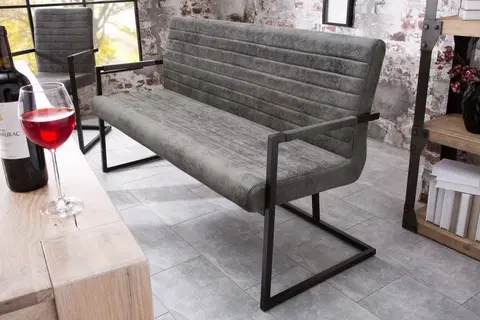Luxusní jídelní židle Estila Designová prošívaná lavice Imperial 160cm šedá