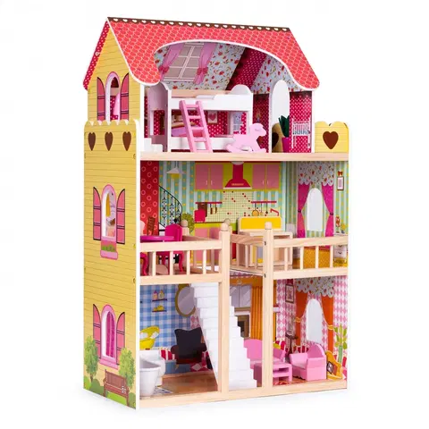 Domečky pro panenky Dřevěný patrový domek pro panenky Lila Ecotoys