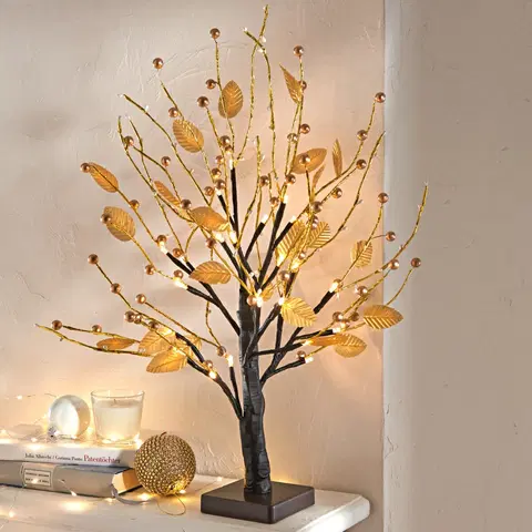 Dekorační figurky LED strom "Zlaté listy"