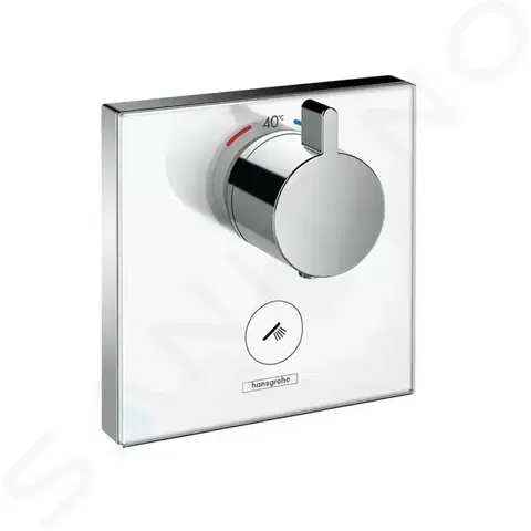 Koupelnové baterie HANSGROHE Shower Select Glass Termostat pod omítku Highflow pro 1 spotřebič a 1 dodatečný výstup, bílá/chrom 15735400