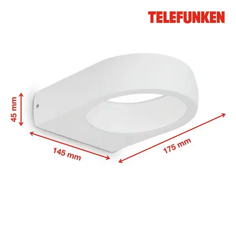 Venkovní nástěnná svítidla Telefunken Telefunken Puka LED venkovní nástěnné světlo, bílá